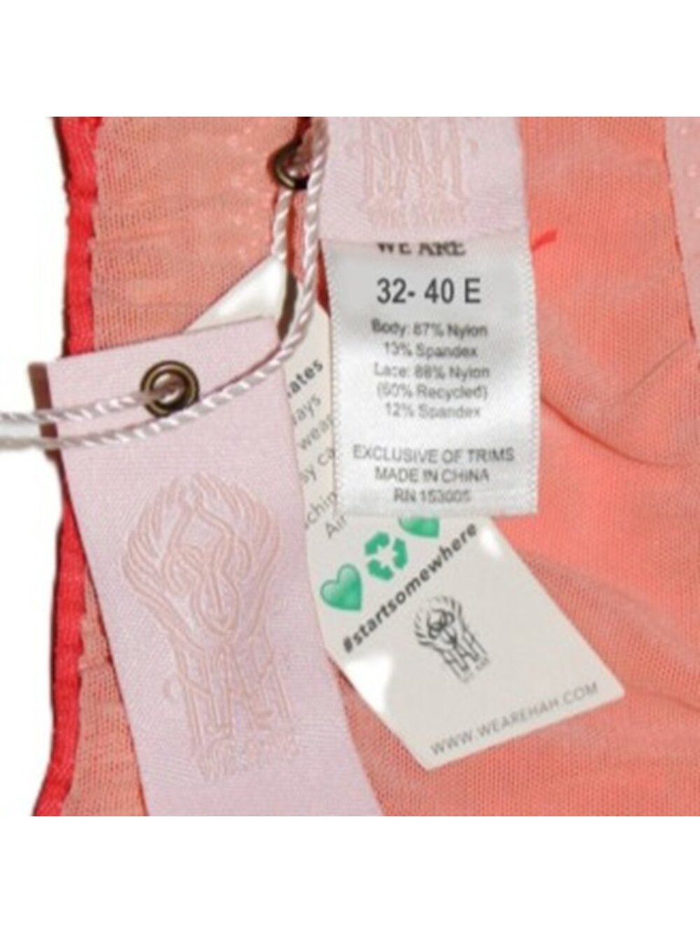 We Are HAH On Point Bra Size 32-40E Blood Orange Red #60203 - Picture 5 of 5